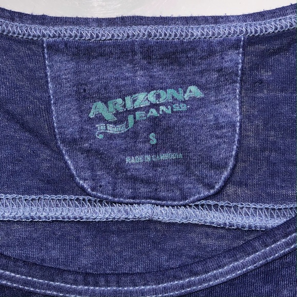 Arizona Jean Co T-Shirt Women Size S navy blue Burnout Short Sleeve Scoop Neck - Picture 3 of 4